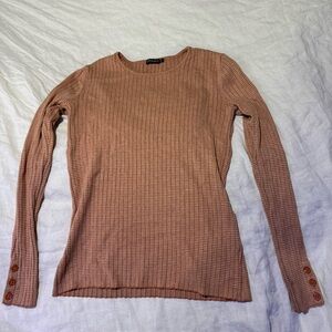 J. McLaughlin Ribbed Brown Blouse